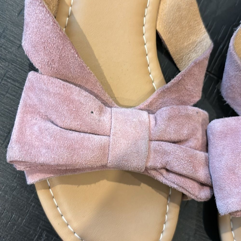 Ugg Dusty Pink Bow Suede Leather Slip On Spring Summer Sandals 5​​​​​​​​​​​​​ - Picture 3 of 7